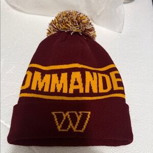 Maroon and Gold Pom Beanie Commanders logo